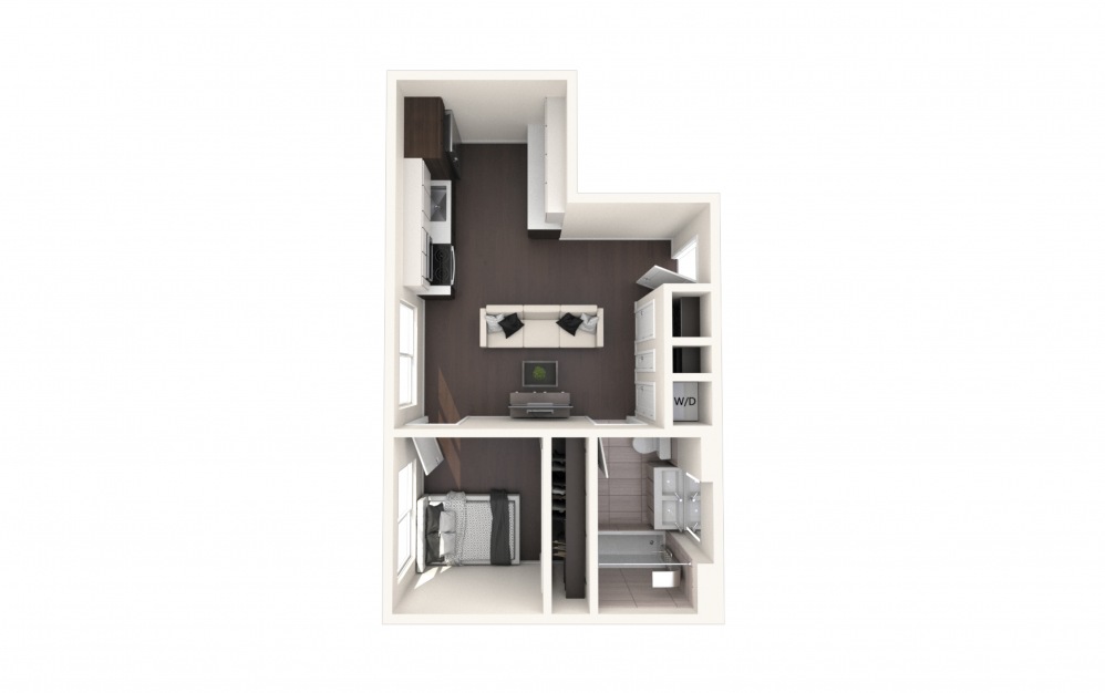 Adams One BR B - 1 bedroom floorplan layout with 1 bath and 680 square feet.