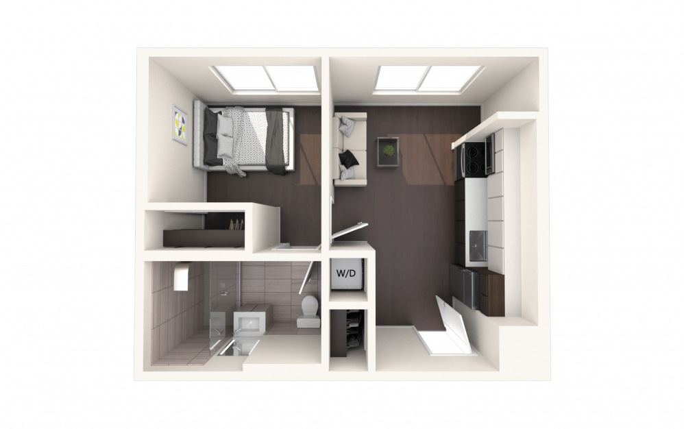 Jeff One BR A ADA - 1 bedroom floorplan layout with 1 bath and 570 square feet.