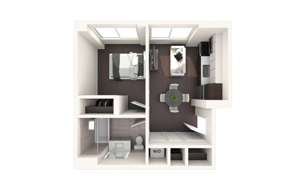 Jeff One BR B - 1 bedroom floorplan layout with 1 bath and 550 square feet.
