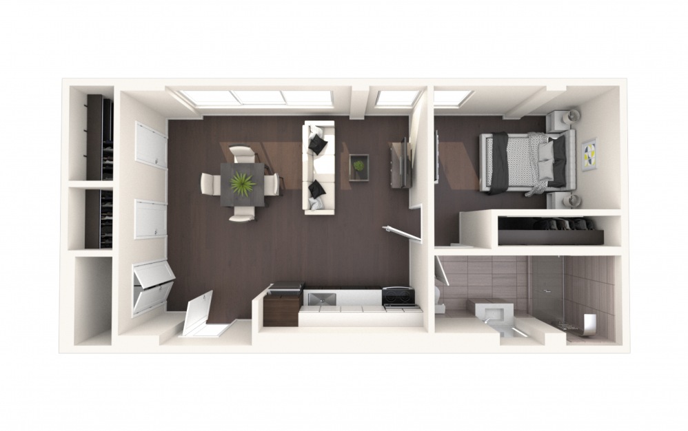 Jeff One BR C ADA - 1 bedroom floorplan layout with 1 bath and 1000 square feet.