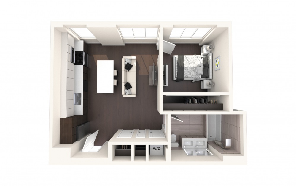 Mad One BR PH A - 1 bedroom floorplan layout with 1 bath and 630 square feet.