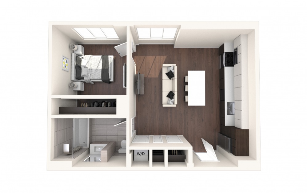 Mad One BR PH B - 1 bedroom floorplan layout with 1 bath and 650 square feet.