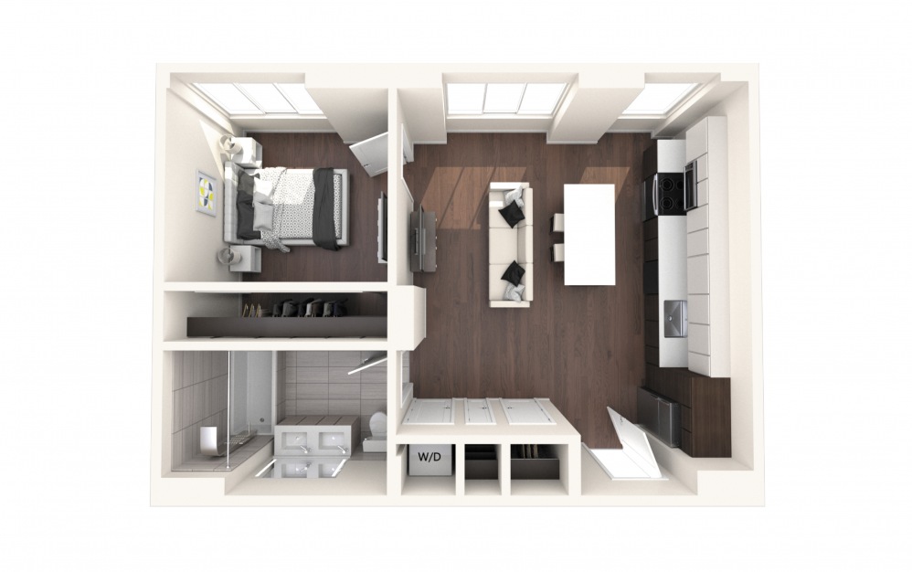 Mad One BR PH C - 1 bedroom floorplan layout with 1 bath and 660 square feet.