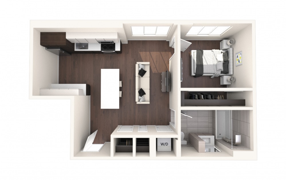 Mad One BR PH G - 1 bedroom floorplan layout with 1 bath and 700 square feet.