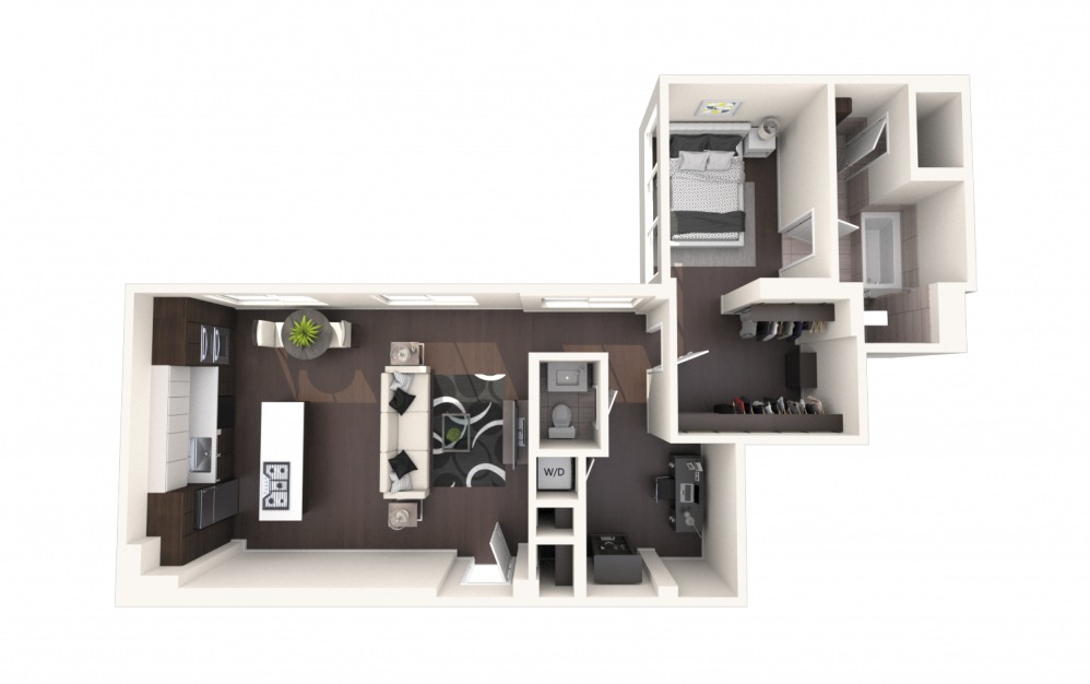 Wash One BR PH - 1 bedroom floorplan layout with 1 bath and 1450 square feet.