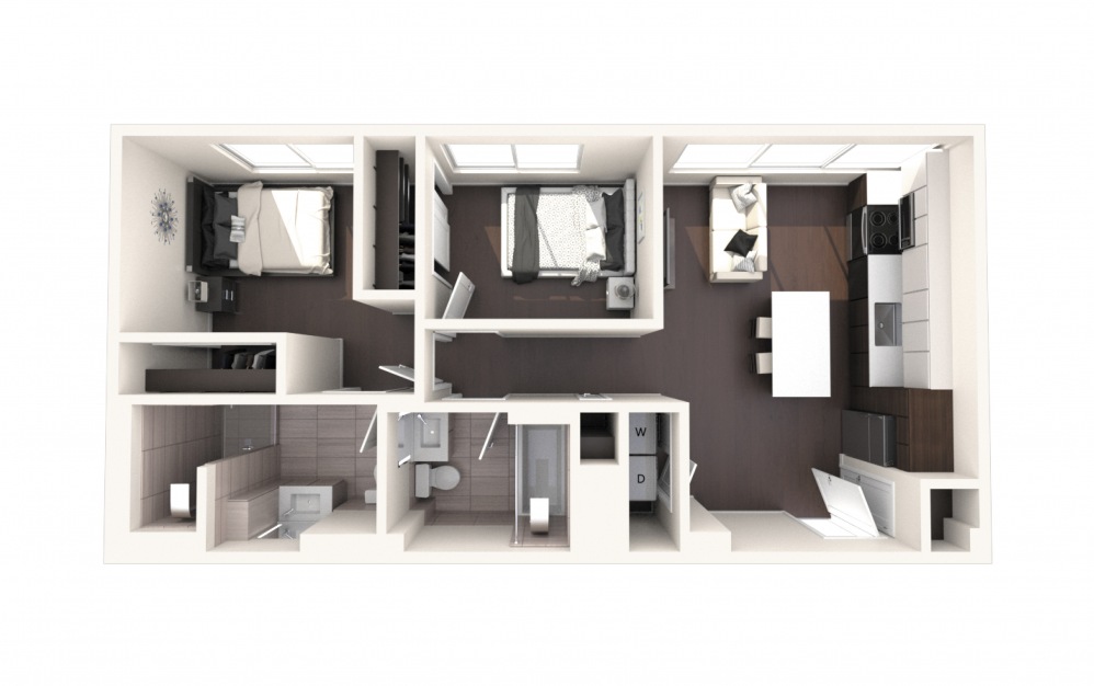 Wash Two BR ADA - 2 bedroom floorplan layout with 2 baths and 900 square feet.