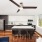 kitchen with an island, modern appliances and spacious counter-space