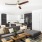kitchen and living area with an island and bright, natural lighting